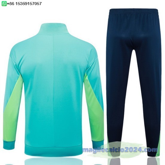 Set Completo Ropa Deportiva Con Cremallera Larga Brasilee 2024 Verde Blu Poco Prezzo
