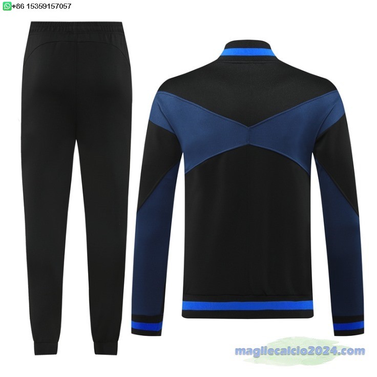 Set Completo Ropa Deportiva Con Cremallera Larga Inter Milan 2024 2025 Blu Nero Poco Prezzo