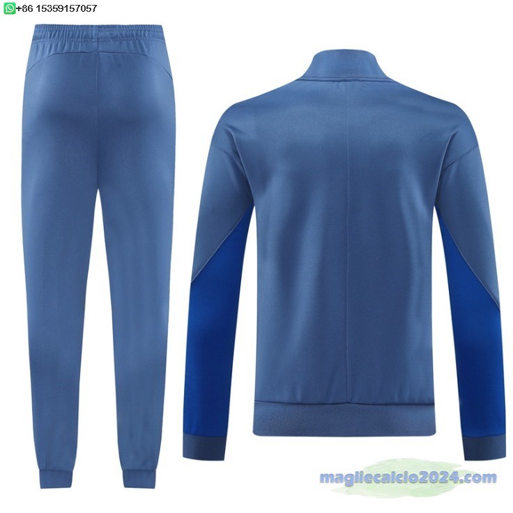 Set Completo Ropa Deportiva Con Cremallera Larga Inter Milan 2024 2025 Grigio Blu Poco Prezzo
