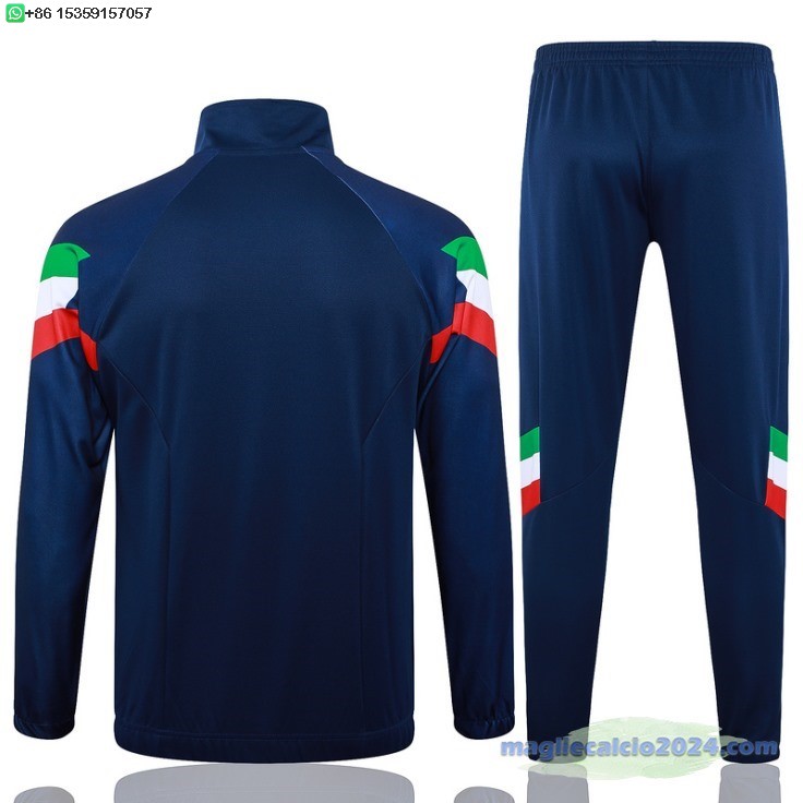 Set Completo Ropa Deportiva Con Cremallera Larga Italia 2024 Blu II Navy Poco Prezzo