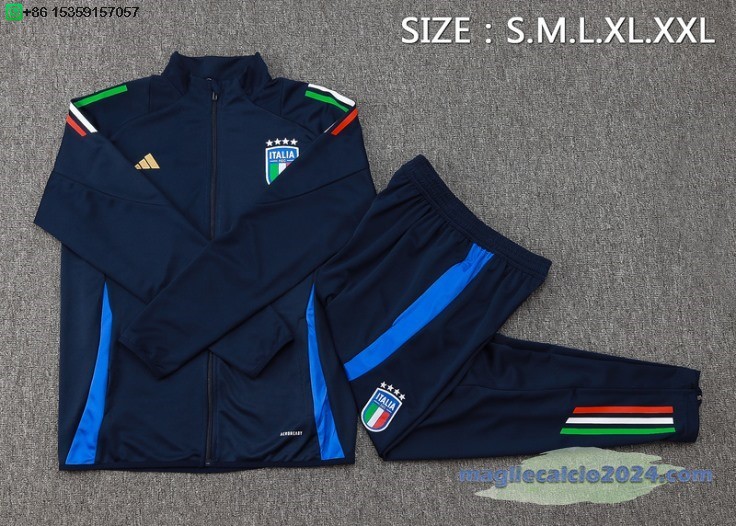 Set Completo Ropa Deportiva Con Cremallera Larga Italia 2024 Blu I Navy Poco Prezzo