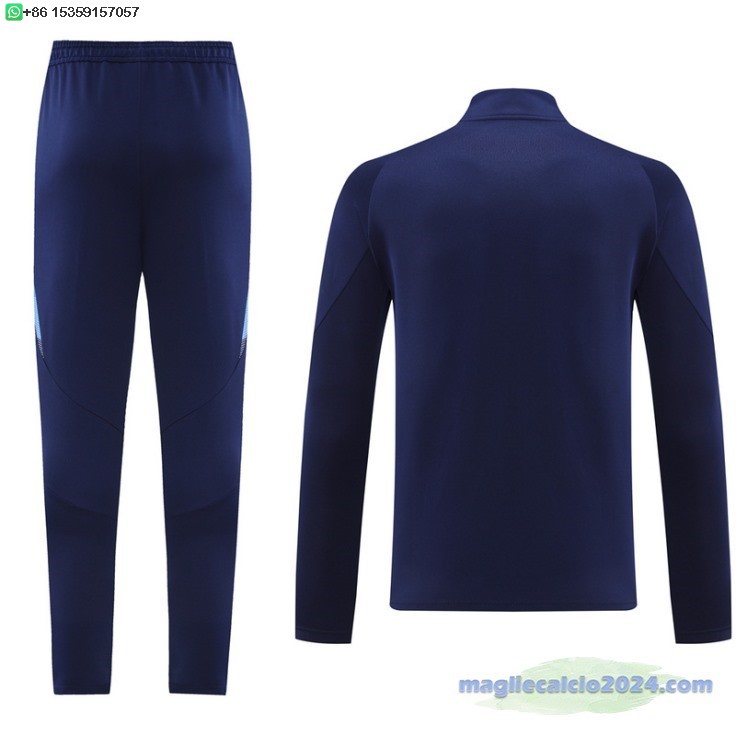 Set Completo Ropa Deportiva Con Cremallera Larga Italia 2024 Blu Navy Poco Prezzo