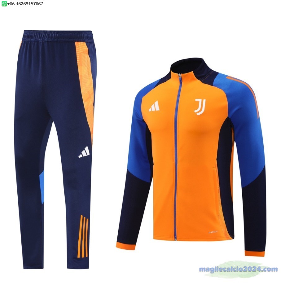 Set Completo Ropa Deportiva Con Cremallera Larga Juventus 2024 2025 Arancione Blu Poco Prezzo