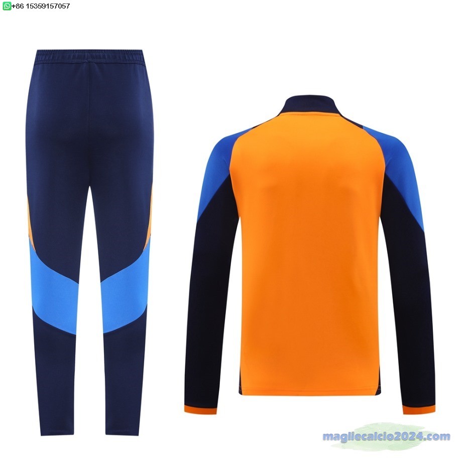 Set Completo Ropa Deportiva Con Cremallera Larga Juventus 2024 2025 Arancione Blu Poco Prezzo