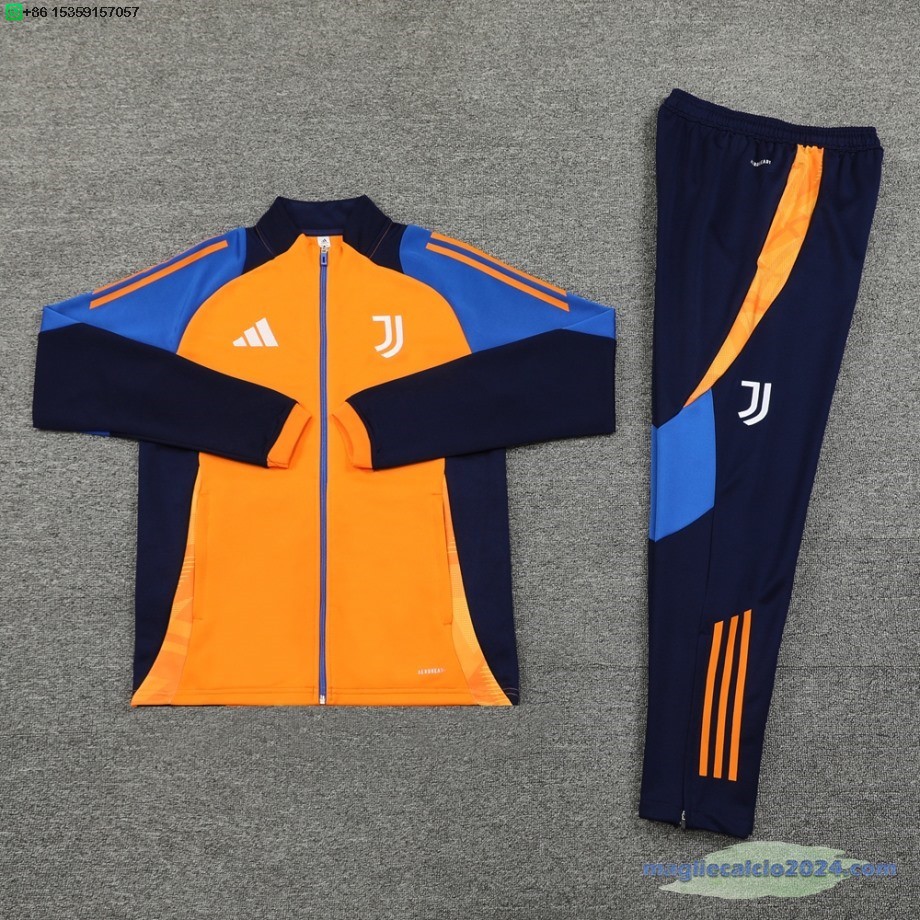 Set Completo Ropa Deportiva Con Cremallera Larga Juventus 2024 2025 Arancione Blu Poco Prezzo