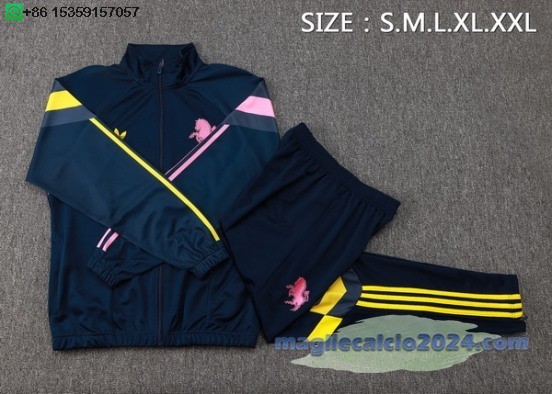 Set Completo Ropa Deportiva Con Cremallera Larga Juventus 2024 2025 Blu Navy I Rosa Poco Prezzo