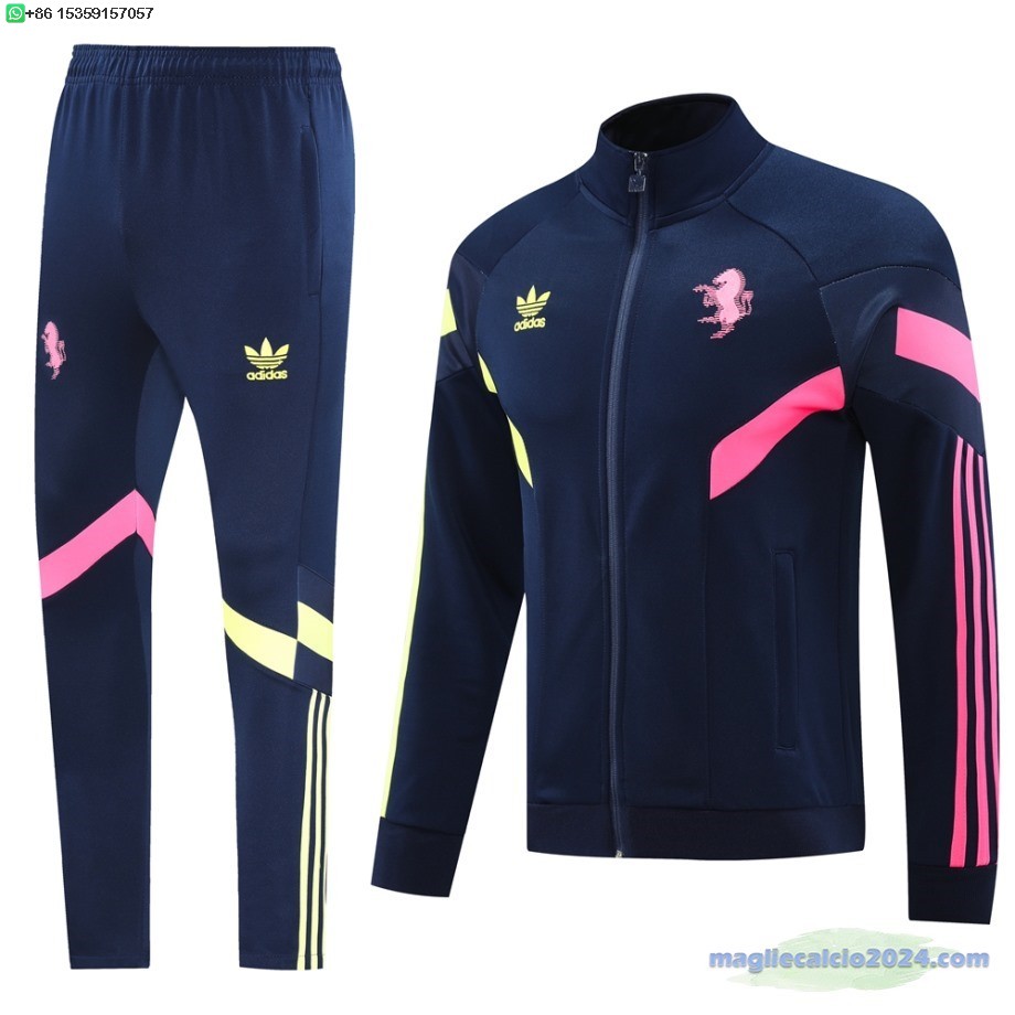 Set Completo Ropa Deportiva Con Cremallera Larga Juventus 2024 2025 Blu Navy Rosa Poco Prezzo