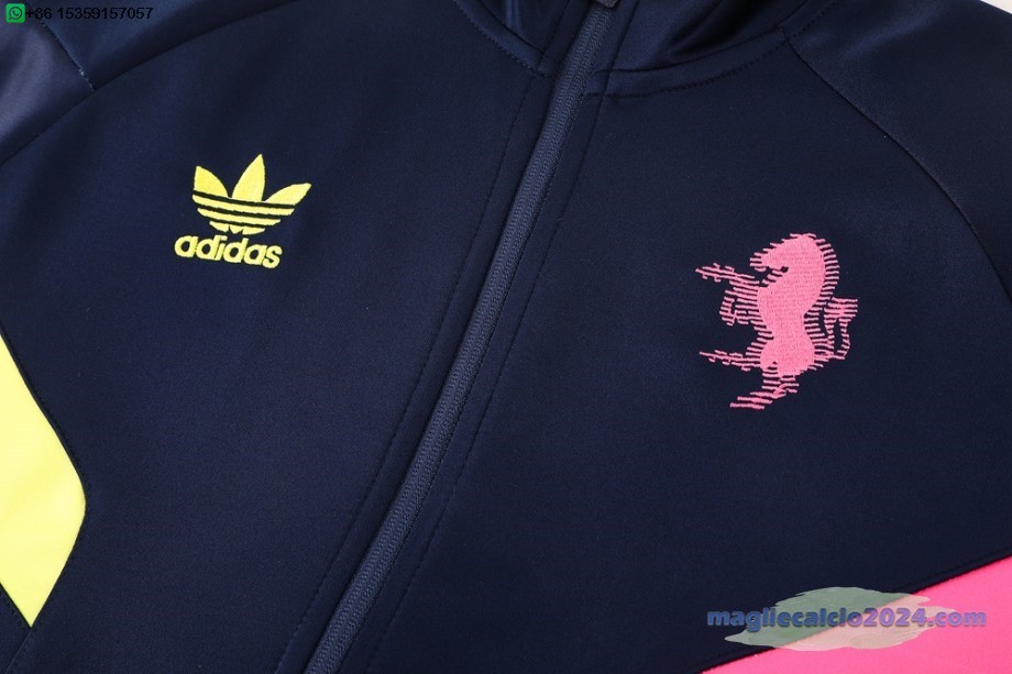 Set Completo Ropa Deportiva Con Cremallera Larga Juventus 2024 2025 Blu Navy Rosa Poco Prezzo