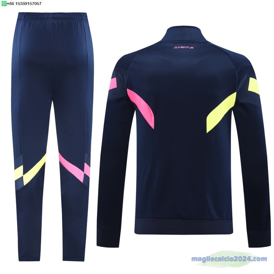 Set Completo Ropa Deportiva Con Cremallera Larga Juventus 2024 2025 Blu Navy Rosa Poco Prezzo