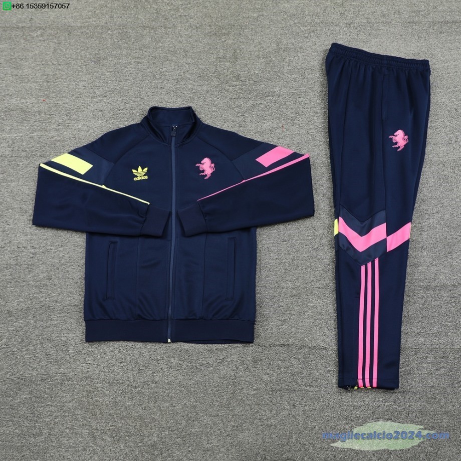 Set Completo Ropa Deportiva Con Cremallera Larga Juventus 2024 2025 Blu Navy Rosa Poco Prezzo