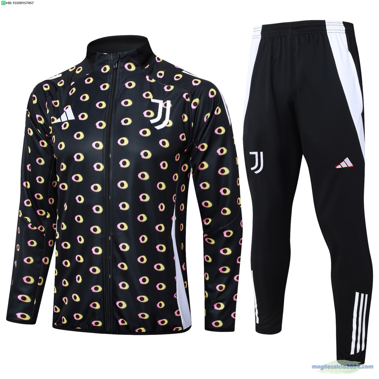 Set Completo Ropa Deportiva Con Cremallera Larga Juventus 2024 2025 Nero Bianco Poco Prezzo