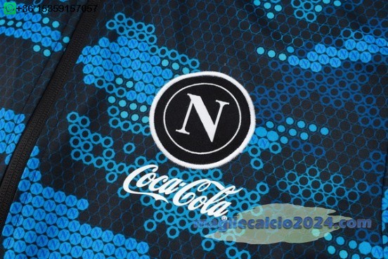 Set Completo Ropa Deportiva Con Cremallera Larga Napoli 2024 2025 Blu I Nero Poco Prezzo