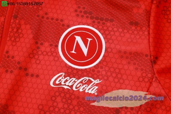 Set Completo Ropa Deportiva Con Cremallera Larga Napoli 2024 2025 Rosso Nero Poco Prezzo