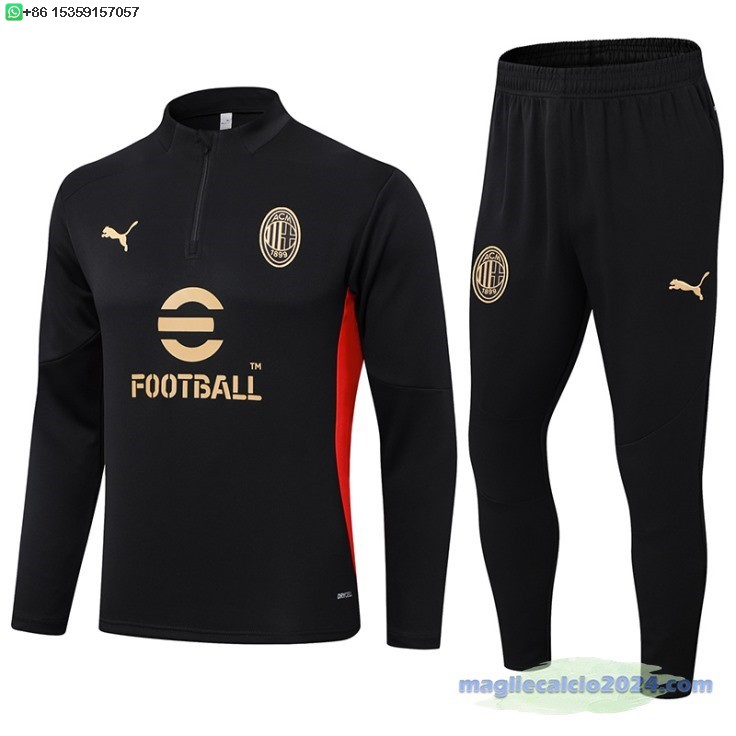 Set Completo Sudadera Formazione AC Milan 2024 2025 Nero Poco Prezzo