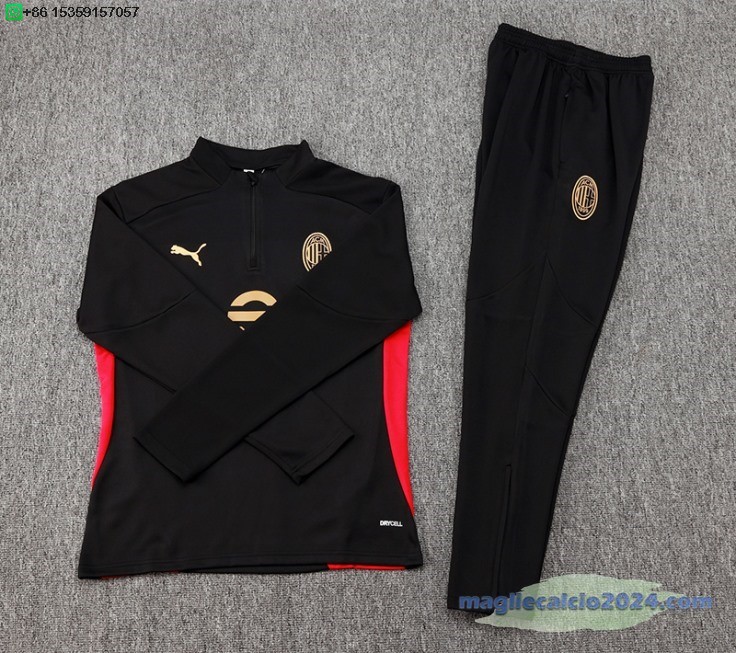 Set Completo Sudadera Formazione AC Milan 2024 2025 Nero Poco Prezzo
