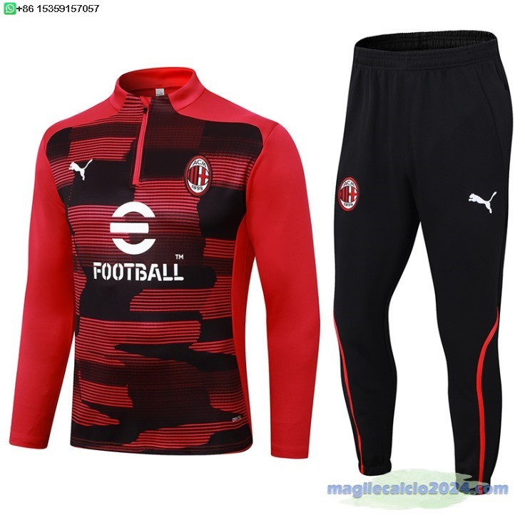 Set Completo Sudadera Formazione AC Milan 2024 2025 Rosso I Nero Poco Prezzo