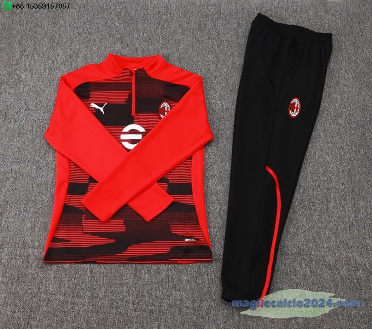 Set Completo Sudadera Formazione AC Milan 2024 2025 Rosso I Nero Poco Prezzo