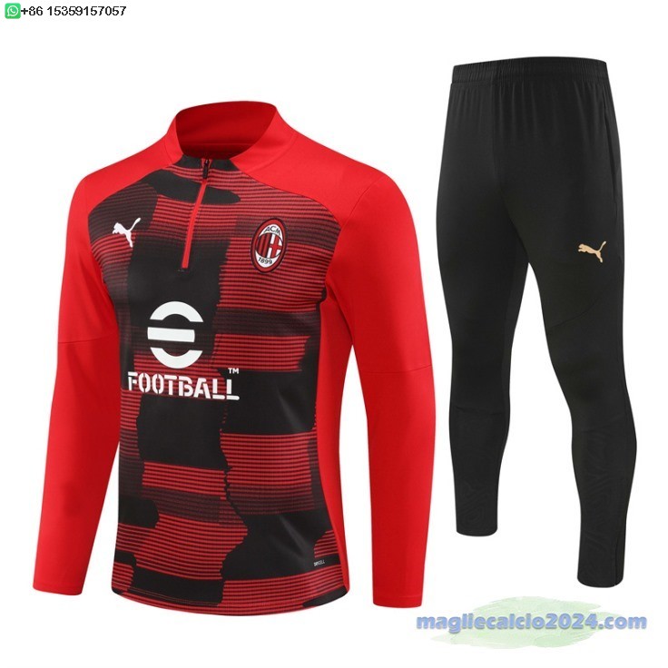 Set Completo Sudadera Formazione AC Milan 2024 2025 Rosso Nero Poco Prezzo