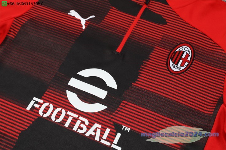 Set Completo Sudadera Formazione AC Milan 2024 2025 Rosso Nero Poco Prezzo
