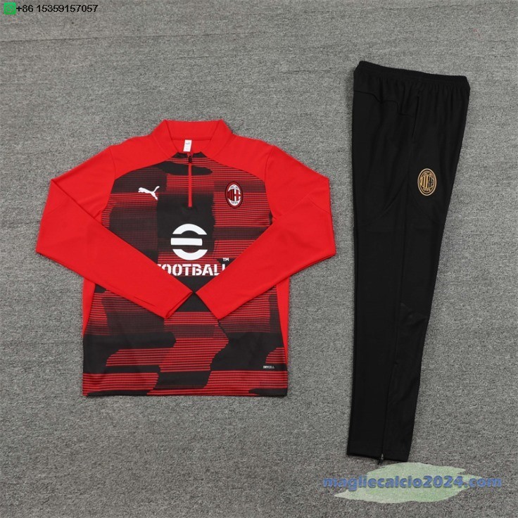 Set Completo Sudadera Formazione AC Milan 2024 2025 Rosso Nero Poco Prezzo