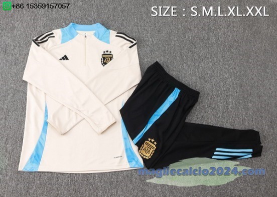 Set Completo Sudadera Formazione Argentina 2024 Giallo Blu Poco Prezzo