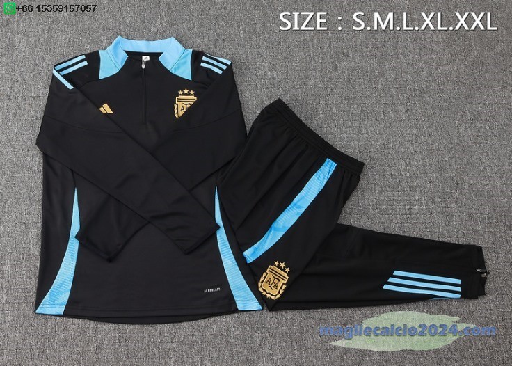 Set Completo Sudadera Formazione Argentina 2024 Nero Blu Poco Prezzo