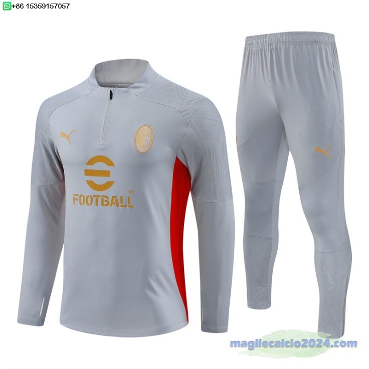 Set Completo Sudadera Formazione Bambino AC Milan 2024 2025 Grigio Poco Prezzo