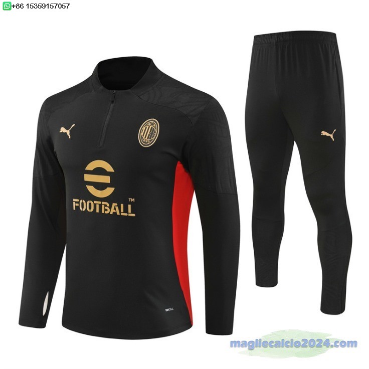 Set Completo Sudadera Formazione Bambino AC Milan 2024 2025 Nero Poco Prezzo