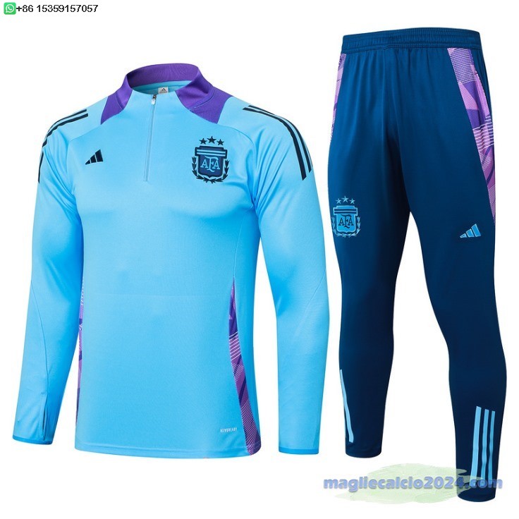 Set Completo Sudadera Formazione Bambino Argentina 2024 Blu Purpureo Poco Prezzo