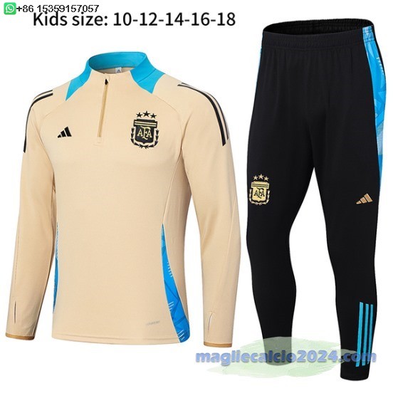 Set Completo Sudadera Formazione Bambino Argentina 2024 Giallo Nero Poco Prezzo