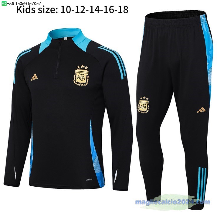 Set Completo Sudadera Formazione Bambino Argentina 2024 Nero Blu Poco Prezzo