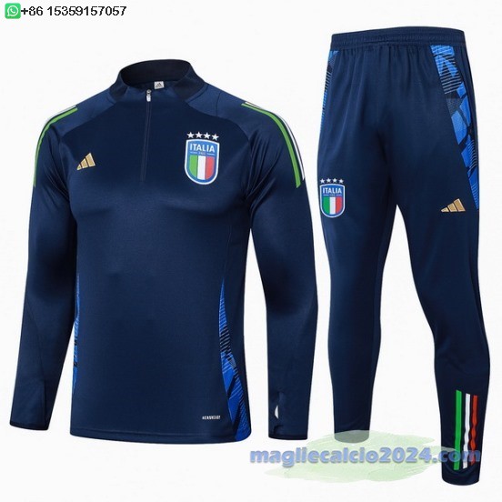 Set Completo Sudadera Formazione Bambino Italia 2024 Blu Navy Poco Prezzo