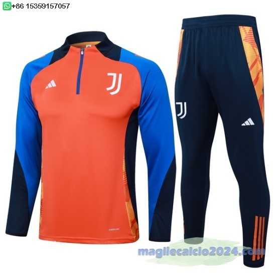 Set Completo Sudadera Formazione Bambino Juventus 2024 2025 Arancione Blu Poco Prezzo