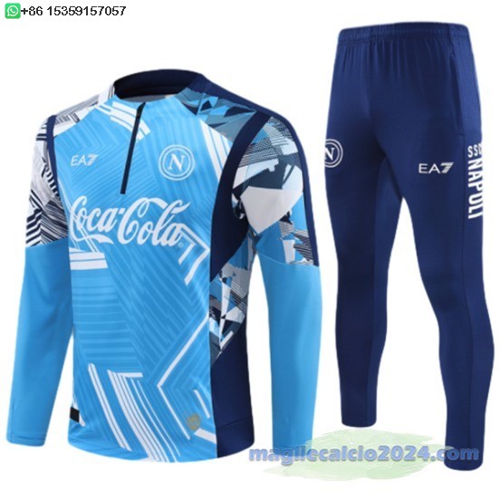Set Completo Sudadera Formazione Bambino Napoli 2024 2025 Blu Poco Prezzo
