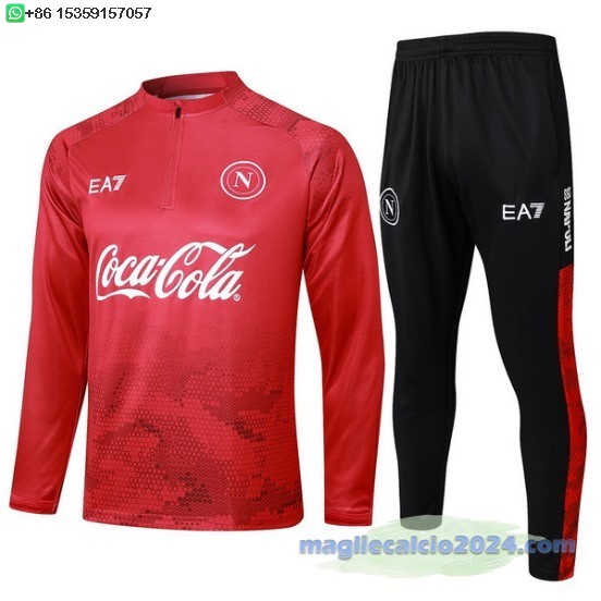 Set Completo Sudadera Formazione Bambino Napoli 2024 2025 Rosso i Nero Poco Prezzo