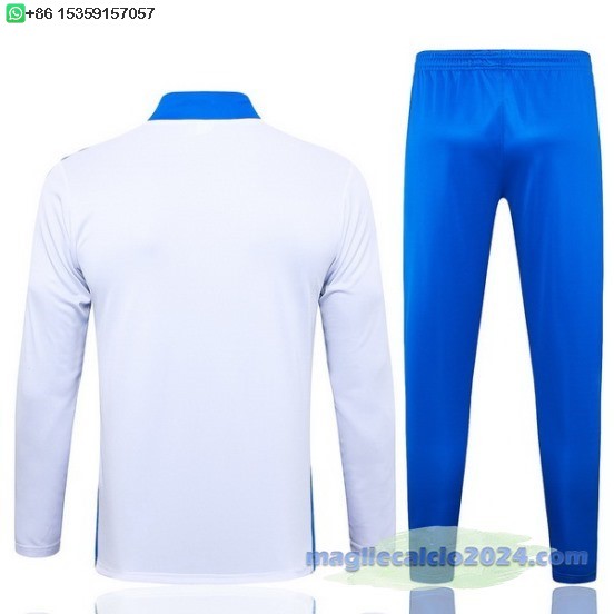 Set Completo Sudadera Formazione Brasilee 2024 Bianco Blu Poco Prezzo