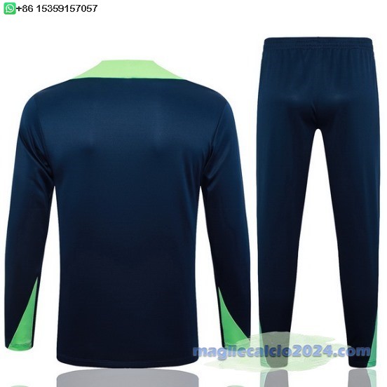 Set Completo Sudadera Formazione Brasilee 2024 Blu Navy I Verde Poco Prezzo
