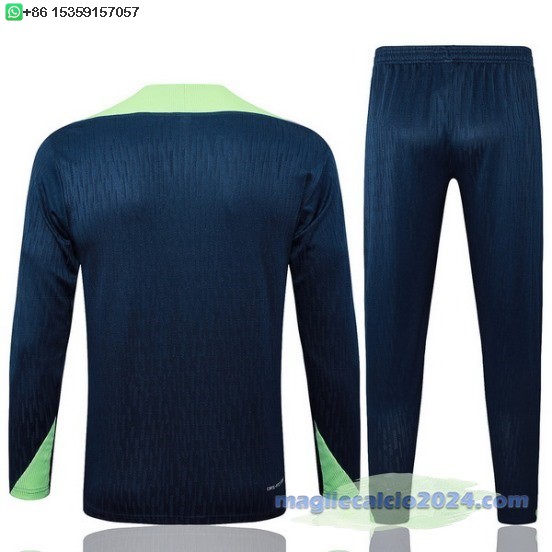 Set Completo Sudadera Formazione Brasilee 2024 Blu Navy Verde Poco Prezzo