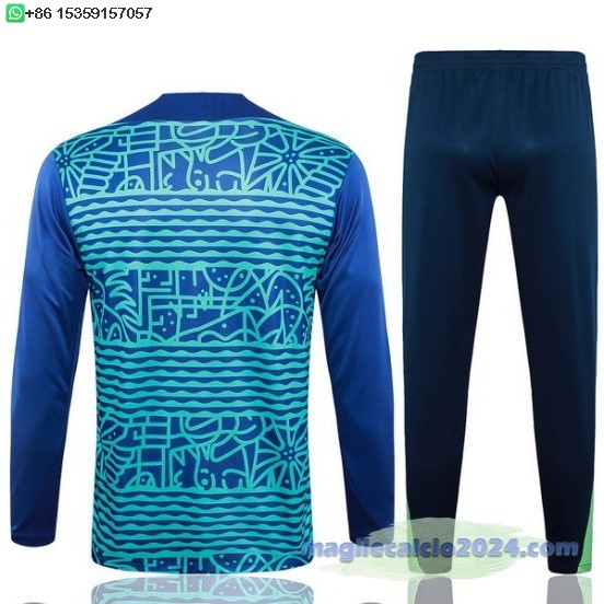 Set Completo Sudadera Formazione Brasilee 2024 Blu Poco Prezzo