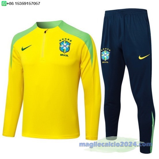 Set Completo Sudadera Formazione Brasilee 2024 Giallo Blu I Verde Poco Prezzo