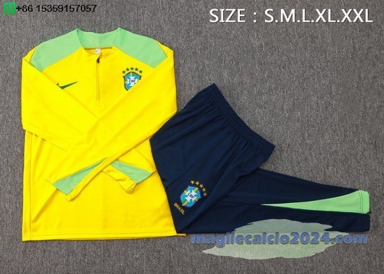Set Completo Sudadera Formazione Brasilee 2024 Giallo Blu I Verde Poco Prezzo