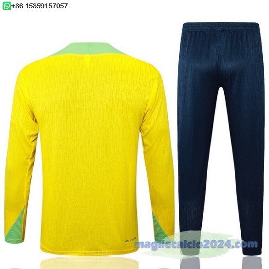 Set Completo Sudadera Formazione Brasilee 2024 Giallo Blu Verde Poco Prezzo