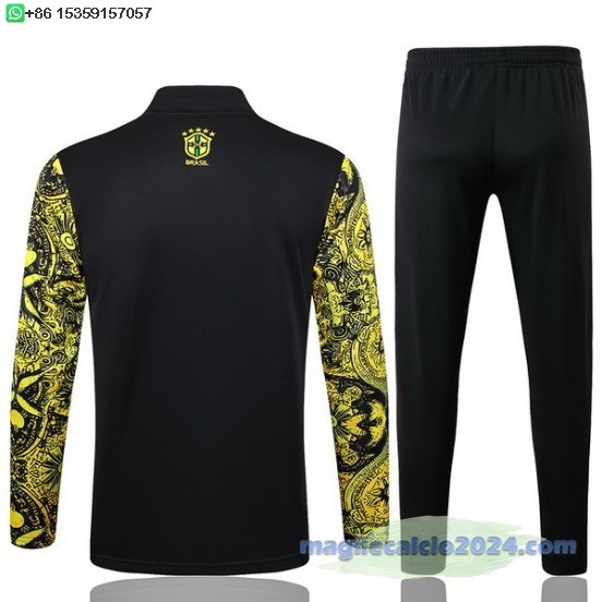 Set Completo Sudadera Formazione Brasilee 2024 Giallo Nero Poco Prezzo