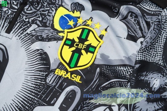 Set Completo Sudadera Formazione Brasilee 2024 Grigio I Nero Poco Prezzo