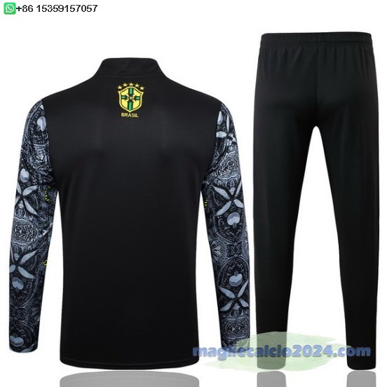 Set Completo Sudadera Formazione Brasilee 2024 Grigio I Nero Poco Prezzo