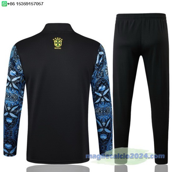 Set Completo Sudadera Formazione Brasilee 2024 Grigio Nero Poco Prezzo