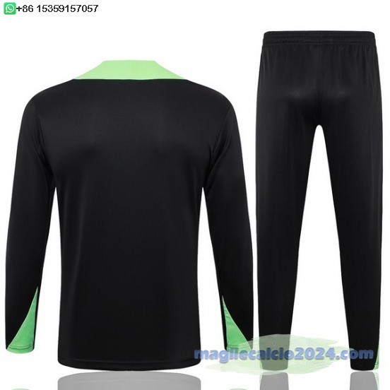 Set Completo Sudadera Formazione Brasilee 2024 Nero Verde Poco Prezzo
