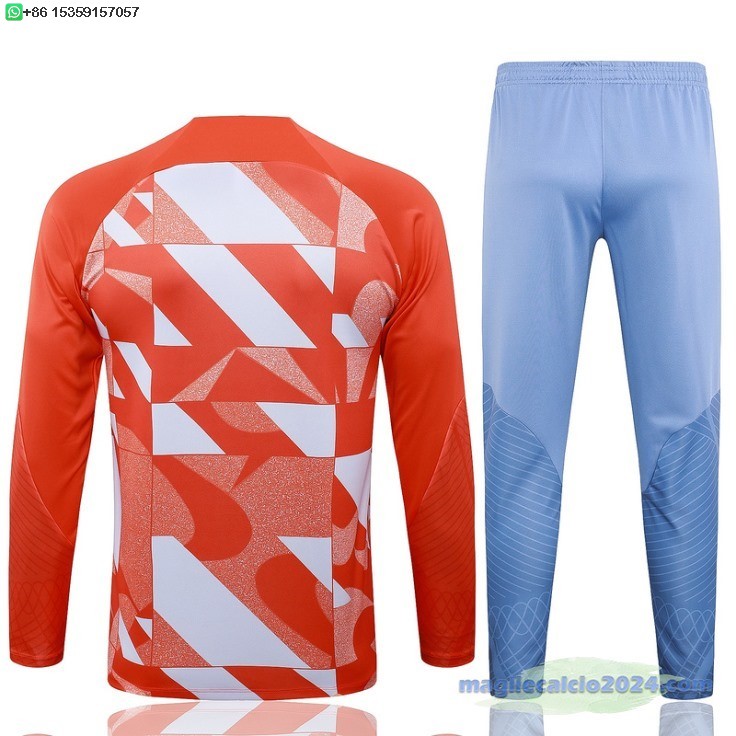 Set Completo Sudadera Formazione Inter Milan 2024 2025 Arancione Bianco Poco Prezzo