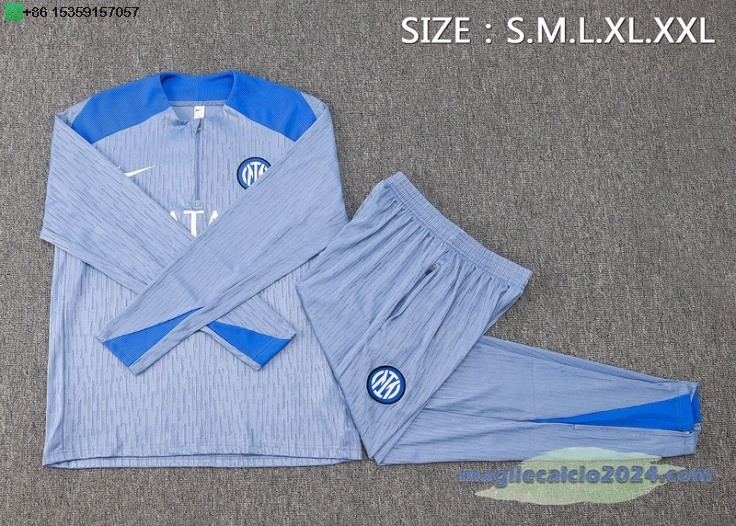 Set Completo Sudadera Formazione Inter Milan 2024 2025 Blu Luce Poco Prezzo