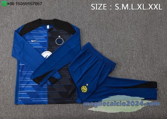 Set Completo Sudadera Formazione Inter Milán 2024 2025 Blu Nero Poco Prezzo